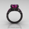 Modern Vintage 14K Black Gold 3.0 Carat Pink Sapphire Solitaire Ring R102-14KBGPS-2