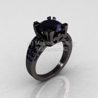 Modern Vintage 14K Black Gold 3.0 Carat Black Diamond Solitaire Ring R102-14KBGBDD-1