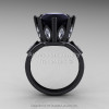 Classic 14K Black Gold 5.0 Ct Black Diamond Marquise White Sapphire Solitaire Ring R160-14KBGWSBD-2
