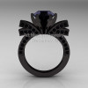 French 14K Black Gold 3.0 CT Black Diamond Engagement Ring Wedding Ring R382-14KBGBD-2