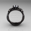 Designer Classic 14K Black Gold 1.0 CT White Sapphire Diamond  Leaf and Vine Wedding Ring Engagement Ring R180-14KBGDWS-2