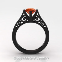 14K Black Gold New Fashion Design Solitaire 1.0 CT Orange Sapphire Bridal Wedding Ring Engagement Ring R26A-14KBGOS-1