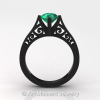 14K Black Gold New Fashion Design Solitaire 1.0 CT Emerald Bridal Wedding Ring Engagement Ring R26A-14KBGEM-1