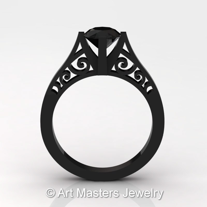 14K Black Gold New Fashion Design Solitaire 1.0 Ct Black Diamond Bridal  Wedding Ring Engagement Ring R26A-14Kbgbd | Decorum Jewelry