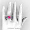 Modern 14K White Gold 3.0 Ct Pink Sapphire Blue Topaz Solitaire Wedding Anniversary Ring R325-14KWGBTPS-4