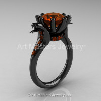Art Masters Cobra 14K Black Gold 3.0 Ct Brown Diamond Engagement Ring R602-14KBGBRD-1