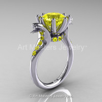 Art Masters Cobra 14K White Gold 3.0 Ct Yellow Sapphire Engagement Ring R602-14KWGYS-1