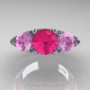 Art Masters Classic 14K White Gold Three Stone Pink and Light Pink Sapphire Solitaire Ring R200-14KWGLPSPS-3
