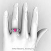 Art Masters Classic 14K White Gold Three Stone Pink and White Sapphire Solitaire Ring R200-14KWGWSPS-4