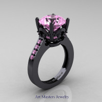 Classic 14K Black Gold 3.0 Carat Light Pink Sapphire Solitaire Wedding Ring R301-14KBGLPS by Art Masters Jewelry