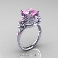 Modern Vintage 14K White Gold 2.5 Carat Light Pink Sapphire Wedding Engagement Ring R167-14KWGLPS - Perspective