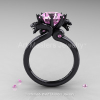 Art Masters 14K Black Gold 3.0 Ct Light Pink Sapphire Dragon Engagement Ring R601-14KBGLPS