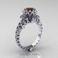 Caravaggio Lace 14K White Gold 1.0 Ct Brown and White Diamond Engagement Ring R634-14KWGDBRD