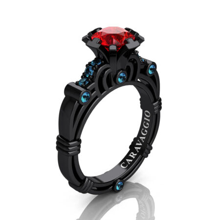 Caravaggio-Jewelry-14K-Black-Gold-1-Carat-Ruby-Blue-Topaz-Engagement-Ring-R623-14KBGBTR-P