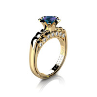 Caravaggio Classic 14K Yellow Gold 1.0 Ct Alexandrite Diamond Engagement Ring R637-14KYGDAL