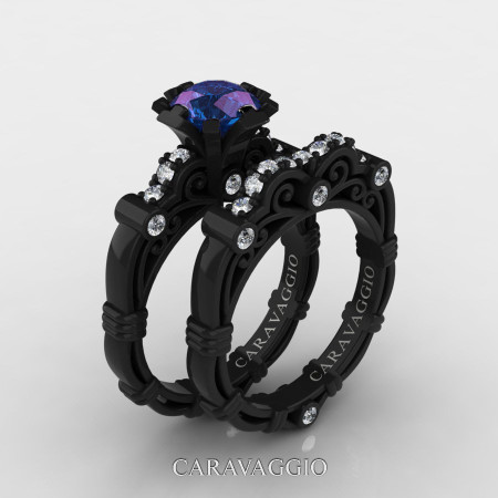 Art-Masters-Caravaggio-14K-Black-Gold-1-Carat-Chrysoberyl-Alexandrite-Diamond-Engagement-Ring-Wedding-Band-Set-R623S-14KBGDAL-P