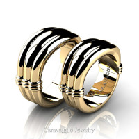Caravaggio Classic 14K Yellow Gold Wedding Ring Set R2001S-14KYG