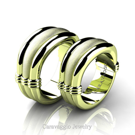 Caravaggio-Classic-18K-Green-Gold-Wedding-Ring-Set-R2001S-18KGGS-P