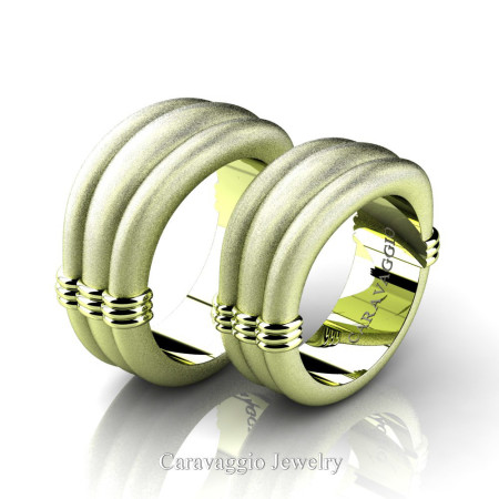 Caravaggio-Classic-18K-Green-Gold-Wedding-Ring-Set-R2001S-18KGGSS-P