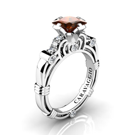 Art-Masters-Caravaggio-950-Platinum-1-25-Ct-Princess-Brown-and-White-Diamond-Engagement-Ring-R623P-PLATDBRD-P