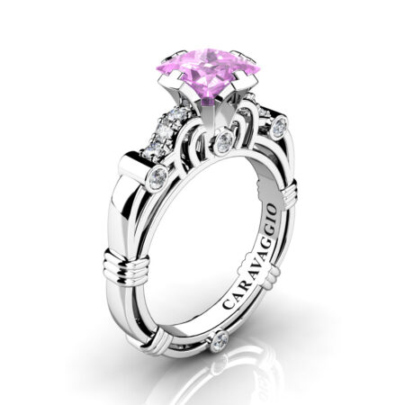 Art-Masters-Caravaggio-950-Platinum-1-25-Ct-Princess-Light-Pink-Sapphire-Diamond-Engagement-Ring-R623P-PLATDLPS-P