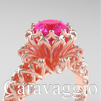 Caravaggio Lace 14K Rose Gold 1.0 Ct Pink Sapphire Diamond Engagement Ring R634-14KRGDPS