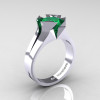 Neomodern 14K White Gold 2.0 Ct Princess Emerald Engagement Ring R489-14KWGEM