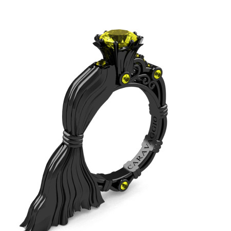 Caravaggio-Jewelry-14K-Black-Gold-10-Ct-Canary-Yellow-Sapphire-Emgagement-Ring-R643E-14KBGCYS-P