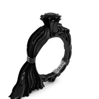 Caravaggio Exclusive Dante 14K Silk Black Gold 1.0 Ct Black Sapphire Engagement Ring R643E-14KSBGBLS