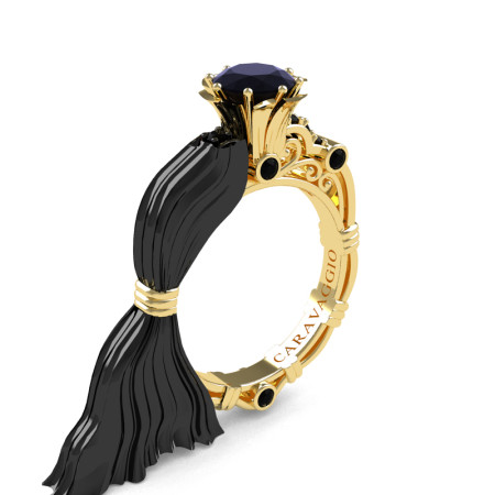 Caravaggio-Jewelry-Exclusive-14K-Black-and-Yellow-Gold-10-Ct-Black-Sapphire-Emgagement-Ring-R643E-14KBYGBLS-P