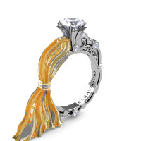 Caravaggio Ready to Wear Kimberly 14K Silk White Gold 1.0 Ct White Sapphire Engagement Ring R643E-14KTTSWGWS