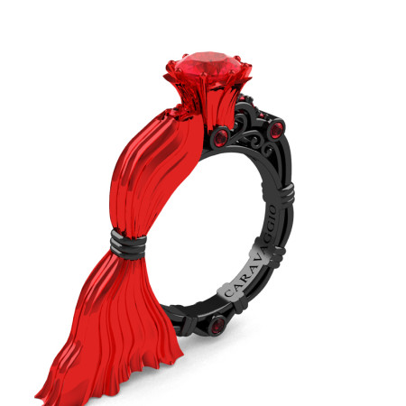 Caravaggio Jewels Venus 14K Red and Black Gold 1.0 Ct Ruby Engagement Ring R643E-14KREBGR