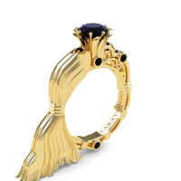 Caravaggio Ready to Wear Venus 14K Yellow Gold 1.0 Ct Black Diamond Engagement Ring R643E-14KYGBD