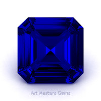 Art Masters Gems Standard 1.5 Ct Asscher Blue Sapphire Created Gemstone ACG150-BS