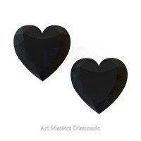 Art Masters Gems Set of Two Standard 0.75 Ct Heart Black Diamond Zirconium Created Gemstones HCG075S-BD