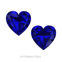 Art Masters Gems Set of Two Standard 0.75 Ct Heart Blue Sapphire Created Gemstones HCG075S-BS