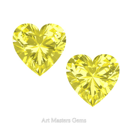 Art-Masters-Gems-Standard-Set-of-Two-0-7-5-Carat-Heart-Cut-Canary-Yellow-Sapphire-Created-Gemstones-HCG075S-CYS-T
