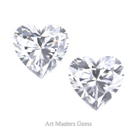 Art Masters Gems Set of Two Standard 1.0 Ct Heart White Sapphire Created Gemstones HCG100S-WS