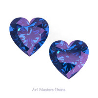 Art Masters Gems Set of Two Standard 1.25 Ct Heart Alexandrite Created Gemstones HCG125S-AL