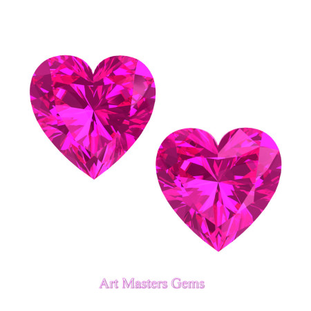 Art-Masters-Gems-Standard-Set-of-Two-1-5-0-Carat-Heart-Cut-Pink-Sapphire-Created-Gemstones-HCG150S-PS-T