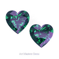 Art Masters Gems Set of Two Standard 1.5 Ct Heart Russian Alexandrite Created Gemstones HCG150S-RAL