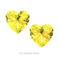 Art Masters Gems Set of Two Standard 1.5 Ct Heart Yellow Sapphire Created Gemstones HCG150S-YS