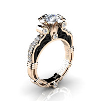 Art Masters Michelangelo 14K Two Tone Rose Gold 1.0 Ct White Sapphire Diamond Engagement Ring R723-14KRBGDWS