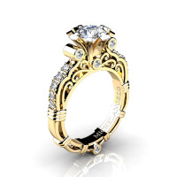 Art Masters Michelangelo 14K Yellow Gold 1.0 Ct Certified Diamond Engagement Ring R723-14KYGCVVSD