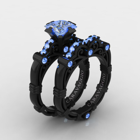 Art-Masters-Caravaggio-14K-Black-Gold-1-5-Carat-Princess-Light-Blue-Sapphire-Engagement-Ring-Wedding-Band-Set-R623PS-14KBGLBS-P