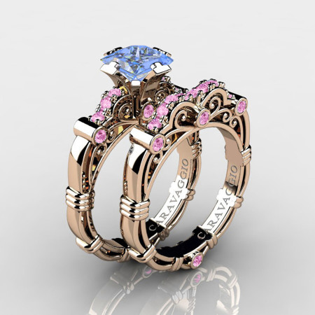 Art-Masters-Caravaggio-14K-Rose-Gold-1-25-Carat-Princess-Light-Blue-and-Pink-Sapphire-Engagement-Ring-Wedding-Band-Set-R623PS-14KRGLPSLBS-P