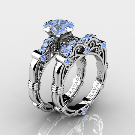 Art-Masters-Caravaggio-14K-White-Gold-1-5-Carat-Princess-Light-Blue-Sapphire-Engagement-Ring-Wedding-Band-Set-R623PS-14KWGLBS-P