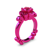 Art Masters Caravaggio 14K Fuchsia Pink Gold 1.0 Ct Pink Sapphire Engagement Ring R606-14KFPGPS