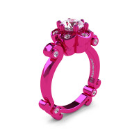 Art Masters Caravaggio 14K Fuchsia Pink Gold 1.0 Ct White Sapphire Engagement Ring R606-14KFPGWS