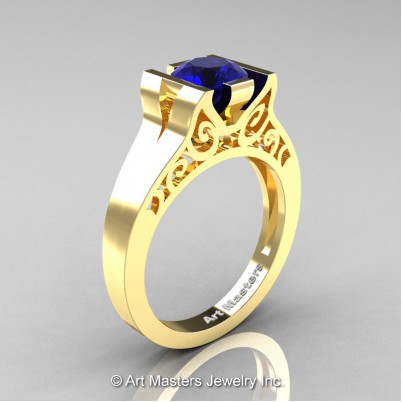 Art-Masters-Modern-Classic-14K-Yellow-Gold-1-Ct-Blue-Sapphire-Engagement-Ring-R36N-14KYGBS-P-402×402